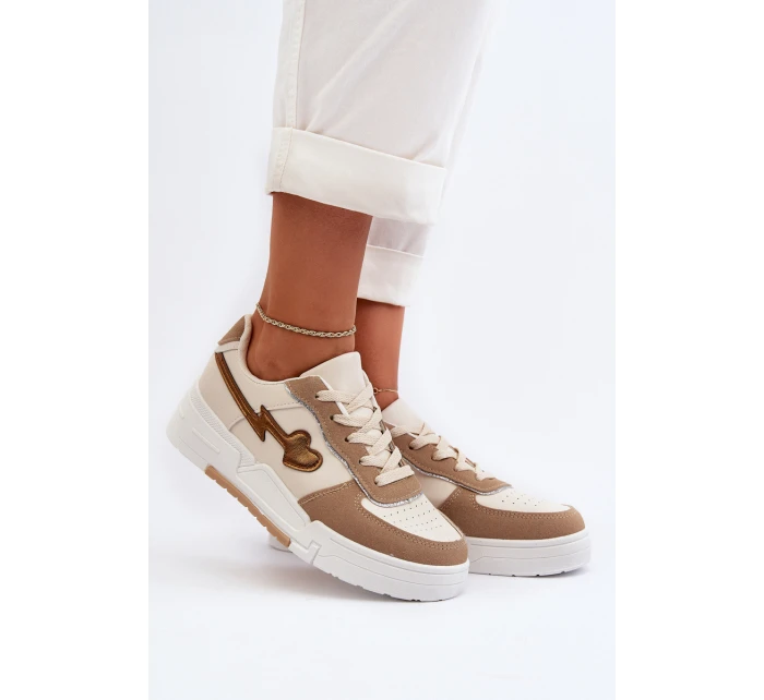 Sneakersy Damskie Na Platformie Beżowe Zeparine Sneakersy Damskie Na Platformie Beżowe Zeparine