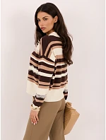 Sweter PM SW model 22400709 biało brązowy - FPrice Sweter PM SW model 22400709 biało brązowy - FPrice