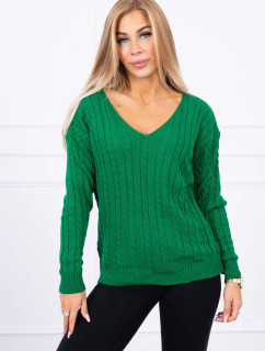 Pletený sveter s výstrihom do V v svetlozelenej farbe