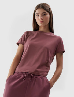 Dámske tričko z organickej bavlny 4FWAW23TTSHF1169-60S burgundy - 4F