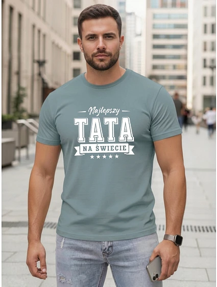 Tshirt męski z nadrukiem dla bawełniany petrol model 22217732 - FashionStreet