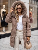 Dámska zimná prešívaná bunda s kapucňou, béžová, FashionStreet TY5821 Dámska zimná prešívaná bunda s kapucňou, béžová, FashionStreet TY5821