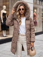 Dámska zimná prešívaná bunda s kapucňou, béžová, FashionStreet TY5821