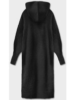 Dlhý čierny vlnený prehoz cez oblečenie typu alpaka s kapucňou (M105)
