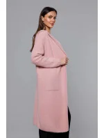 Dlouhý vlněný přehoz přes oblečení typu alpaka v růžové barvě s kapucí model 18059159 - MADE IN ITALY Dlouhý vlněný přehoz přes oblečení typu alpaka v růžové barvě s kapucí model 18059159 - MADE IN ITALY