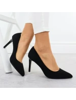 Čierne semišové lodičky na ihlovom podpätku Sergio Leone 1339