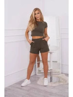 Bavlněná souprava s khaki šortkami Bavlněná souprava s khaki šortkami