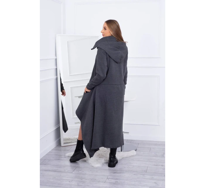 Zateplené šaty s delšími boky grafitové Zateplené šaty s delšími boky grafitové