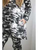 Dámska súprava s kapucňou s maskáčovou potlačou sivá + čierna Dámska súprava s kapucňou s maskáčovou potlačou sivá + čierna