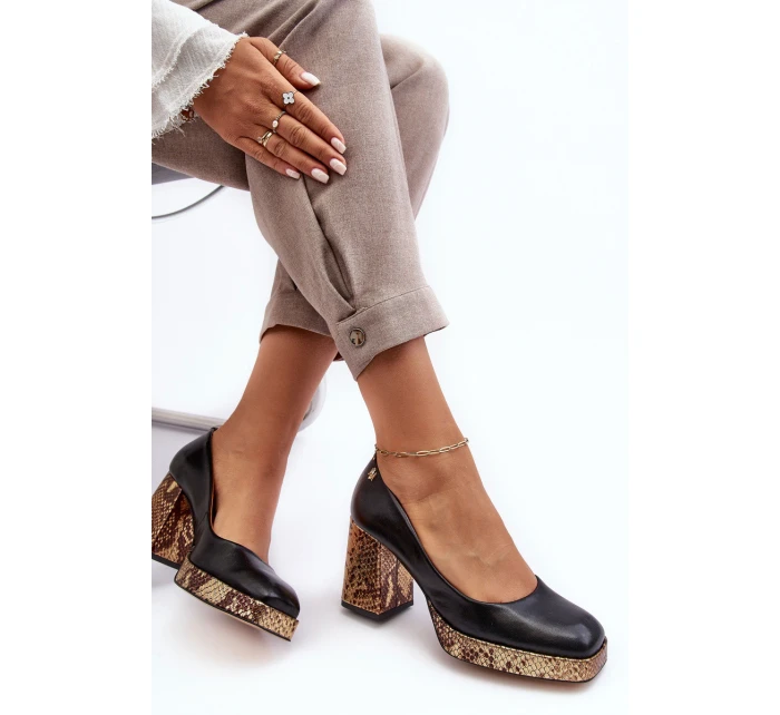 Kožené Lodičky  Černé model 21636004 - Laura Messi