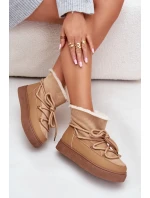 Śniegowce Damskie Na Platformie Ocieplane Futerkiem Camel Aziara Śniegowce Damskie Na Platformie Ocieplane Futerkiem Camel Aziara