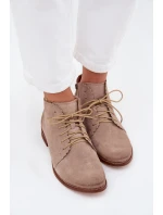 Zamszowe Botki Na Płaskim Obcasie Cappuccino Zazoo 4078