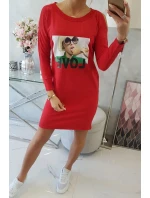 Šaty s milostnou potlačou červené