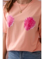 Bavlněná halenka s květinovým potiskem meruňka Bavlněná halenka s květinovým potiskem meruňka