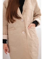 Dámska prešívaná bunda Plus Size s ozdobnými gombíkmi a golierom svetlo béžová Dámska prešívaná bunda Plus Size s ozdobnými gombíkmi a golierom svetlo béžová