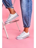 Damskie Klasyczne Trampki Białe Z Czerwoną Lamówką Ecoma Damskie Klasyczne Trampki Białe Z Czerwoną Lamówką Ecoma