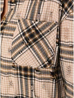 Dámska kockovaná košeľa DY0485 béžovo-čierna - FashionStreet