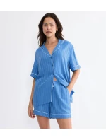 Dámska žakárová košeľa Amourette Boyfriend - CIEL - modrá 005J - TRIUMPH