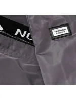 Tmavosivá tenká dámska bunda s ozdobnou lemovkou (B8145-9)