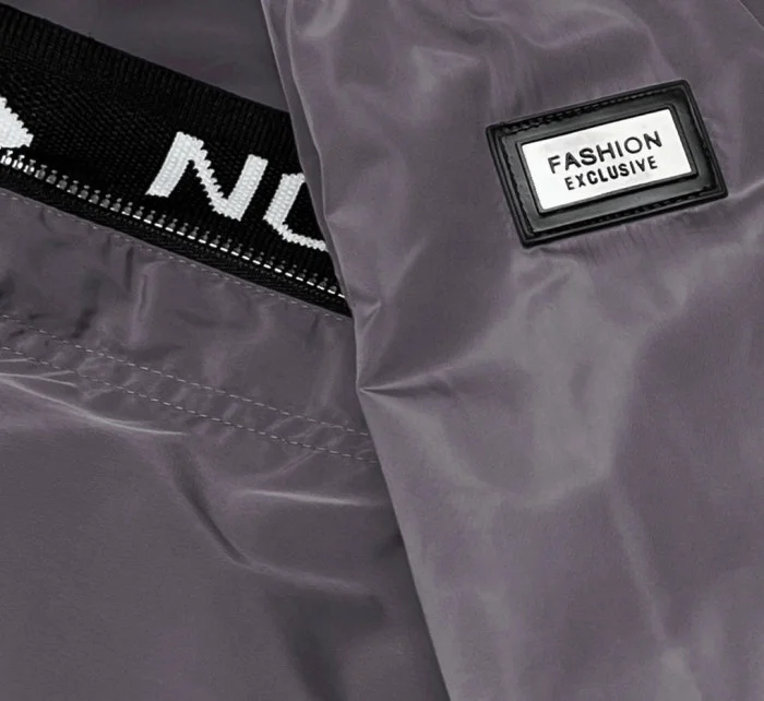 Tmavosivá tenká dámska bunda s ozdobnou lemovkou (B8145-9)