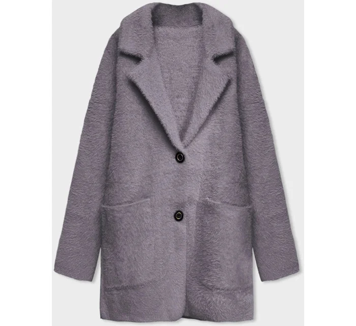 Krátký šedý vlněný přehoz přes oblečení typu alpaka model 18059145 - MADE IN ITALY