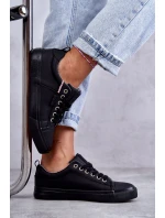 Niskie Damskie Skórzane Trampki Big Star KK274006 Czarne