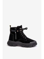 Ocieplane Zamszowe Damskie Botki Trapery Czarne Jailina Ocieplane Zamszowe Damskie Botki Trapery Czarne Jailina