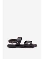 Ploché Dámské Sandály Z Eko Kůže Černé model 21703854 - Boto