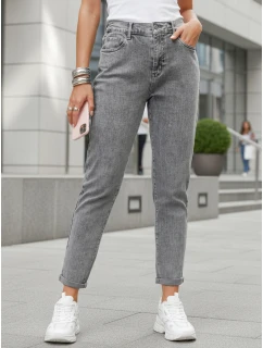 Dámske džínsy s vysokým pásom v štýle mom fit sivé FashionStreet UY2894