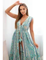 Dámsky bavlnený plášť do dažďa so zaväzovaním v páse tyrkysový