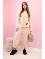 Bavlnená mikina, nohavice, súprava tmavo béžová Bavlnená mikina, nohavice, súprava tmavo béžová