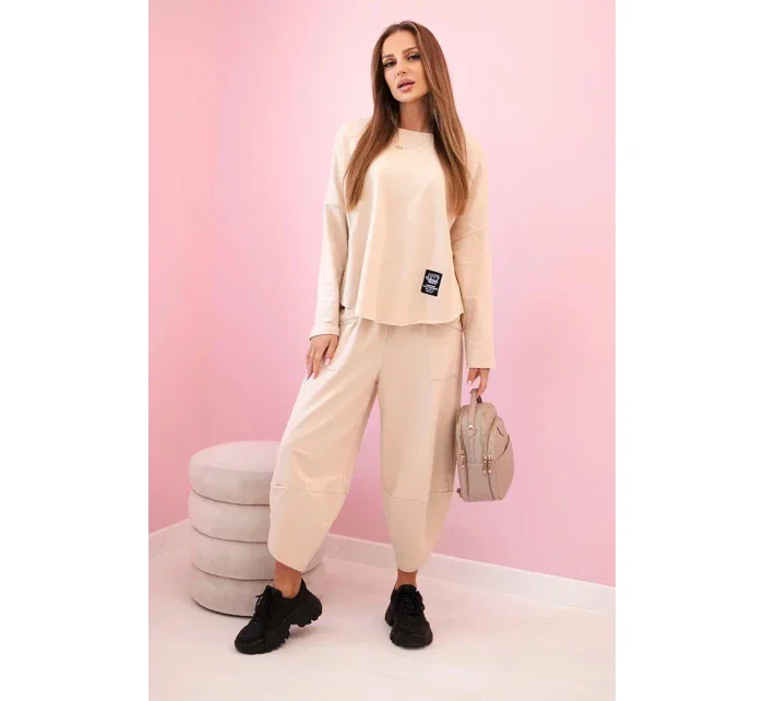 Bavlnená mikina, nohavice, súprava tmavo béžová Bavlnená mikina, nohavice, súprava tmavo béžová