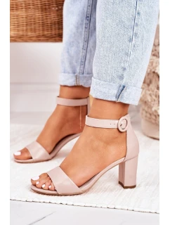 Sandały Damskie Na Słupku Pudrowy Róż Lexi