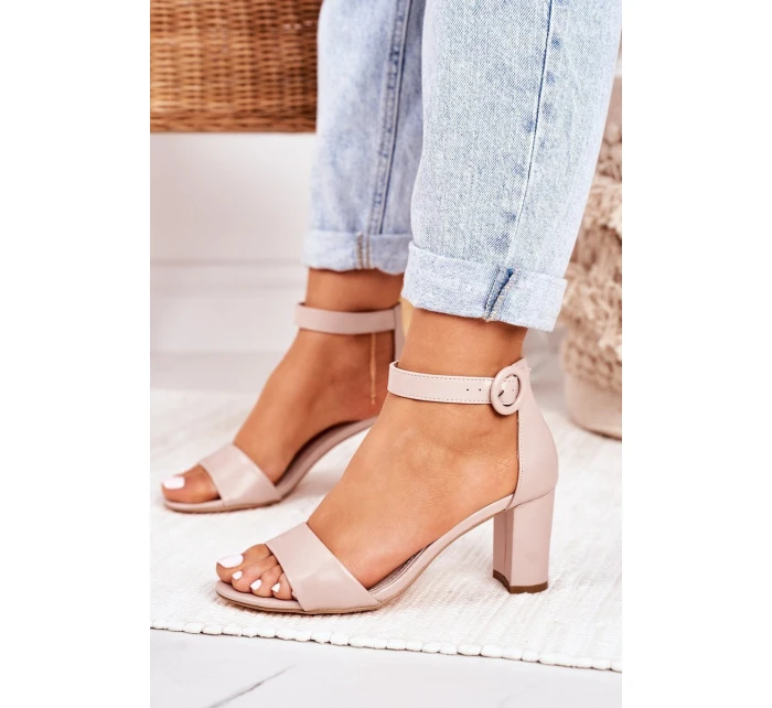 Sandały Damskie Na Słupku Pudrowy Róż Lexi Sandały Damskie Na Słupku Pudrowy Róż Lexi