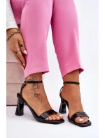 Lakierowane Sandały Na Obcasie Czarne Owen