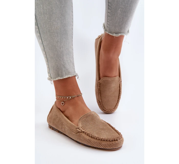 Dámské semišové mokasíny tmavě béžové model 21653934 - Boto