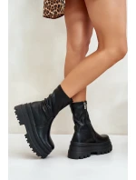 Botki Na Masywnej Platformie Czarne Florinara
