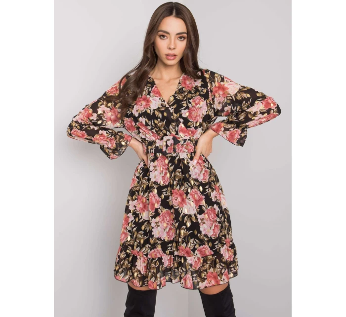 Šaty DHJ SK černá a růžová model 16300298 - FPrice Šaty DHJ SK černá a růžová model 16300298 - FPrice