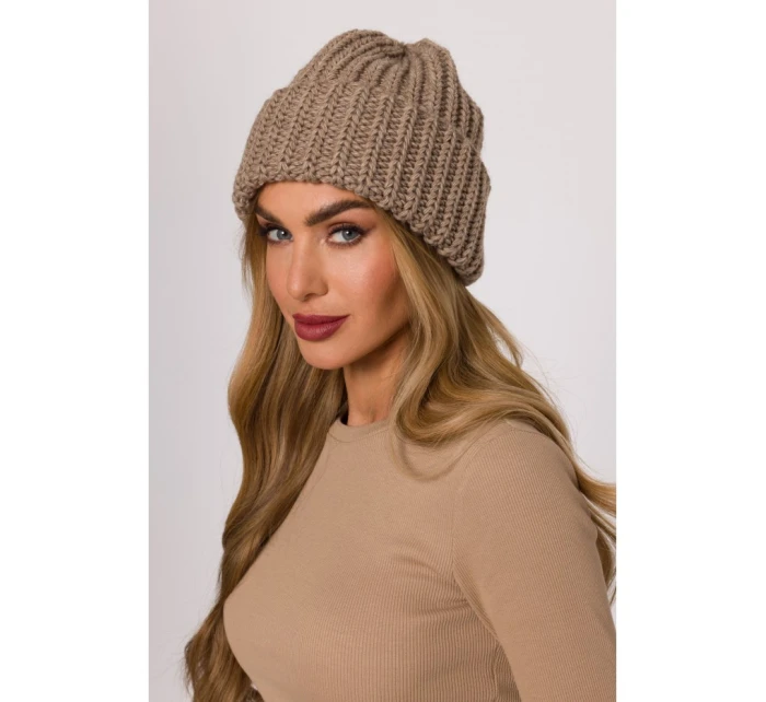 M895 Rebrovaná čiapka - béžová