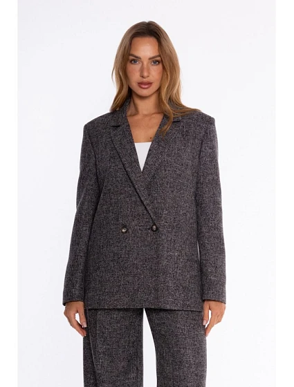 M929 Double-breasted tweed jacket - black