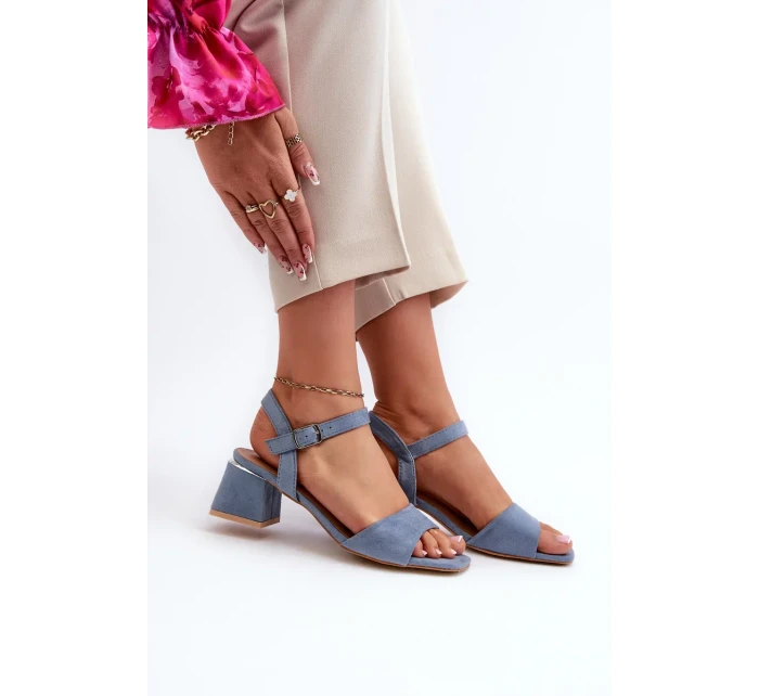 Dámske sandále na eko semišovom bloku, modré Leisha Dámske sandále na eko semišovom bloku, modré Leisha