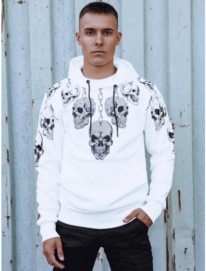 Pánská mikina s kapucí bílá Dstreet model 21980048 - FashionStreet Pánská mikina s kapucí bílá Dstreet model 21980048 - FashionStreet
