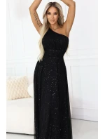 model 21941593 Dlouhé třpytivé večerní šaty na jedno rameno klasické černé - numoco basic model 21941593 Dlouhé třpytivé večerní šaty na jedno rameno klasické černé - numoco basic