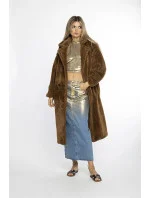 Hnědý dámský oversize kabát model 21247111 - Ann Gissy Hnědý dámský oversize kabát model 21247111 - Ann Gissy