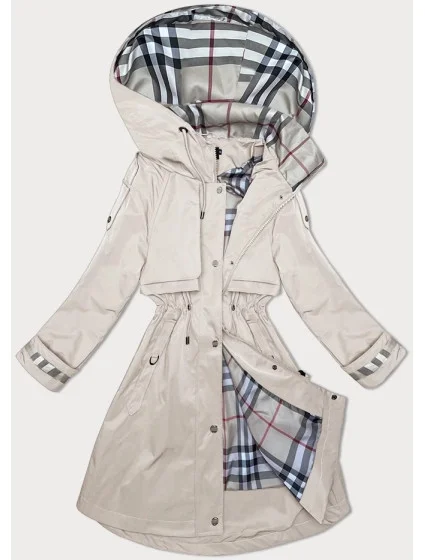 Světle béžová tenká dámská bunda parka s kapucí (1) model 19709861 - BH FOREVER Světle béžová tenká dámská bunda parka s kapucí (1) model 19709861 - BH FOREVER