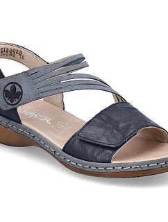 Dámske kožené sandále na suchý zips tmavomodré Rieker 65964-12