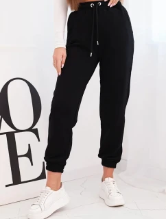 Dámske bavlnené nohavice s elastickým pásom čierne