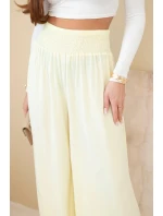 Dámske viskózové nohavice s elastickým pásom žlté