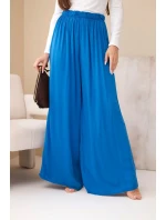 Dámske viskózové nohavice so širokými nohavicami a elastickým pásom v sivej farbe