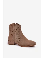 Ażurowe Damskie Botki Na Niskim Obcasie Beżowe Neliawen Ażurowe Damskie Botki Na Niskim Obcasie Beżowe Neliawen